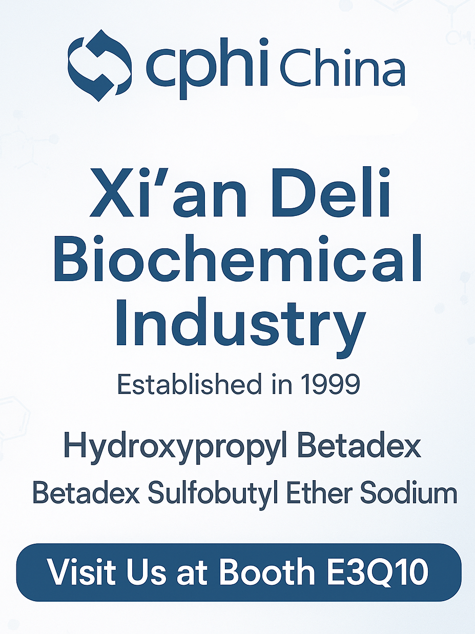 Pratinjau CPHI China 2025: Larutan Sodium Hydroxypropyl Betadex dan Sulfobutyl Ether eter menjadi pusat perhatian di stan Xi'an Deli E3Q10